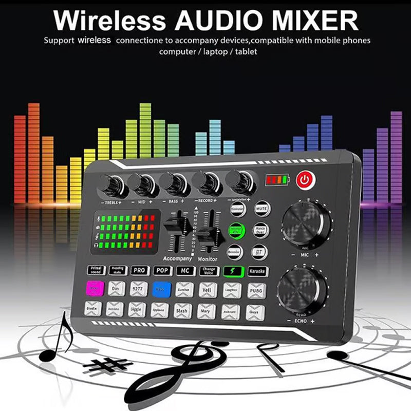 🎤🎛️ F998 Pro Live-Soundkarte & Audio-Mixer – DJ-Effekte, Stimmverzerrer für Karaoke 🎚️🎭 Streamen & Gaming mit Studioqualität. Präzise Regie, langlebiges Design