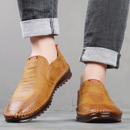 🔥40 % RABATT🔥Atmungsaktive, rutschfeste Ledersneaker für Herren