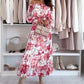 🌷57% RABATT❤️‍🔥Zweiteiliges Set mit Blumenmuster: Off-Shoulder-Bluse & Maxirock