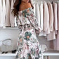 🌷57% RABATT❤️‍🔥Zweiteiliges Set mit Blumenmuster: Off-Shoulder-Bluse & Maxirock