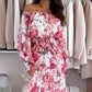 🌷57% RABATT❤️‍🔥Zweiteiliges Set mit Blumenmuster: Off-Shoulder-Bluse & Maxirock