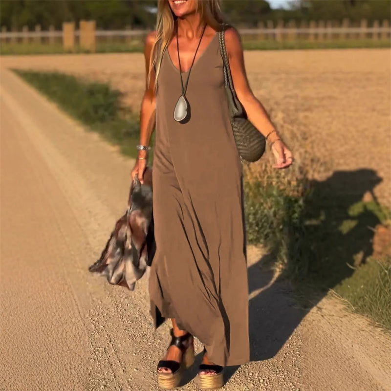 ✨Frühsommer Neu✨Damen V-Ausschnitt Maxi Cami Kleid
