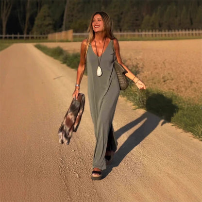 ✨Frühsommer Neu✨Damen V-Ausschnitt Maxi Cami Kleid