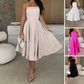 🔥Elegantes, einfarbiges, trägerloses Midikleid🔥Zwei Stück kostenloser Versand