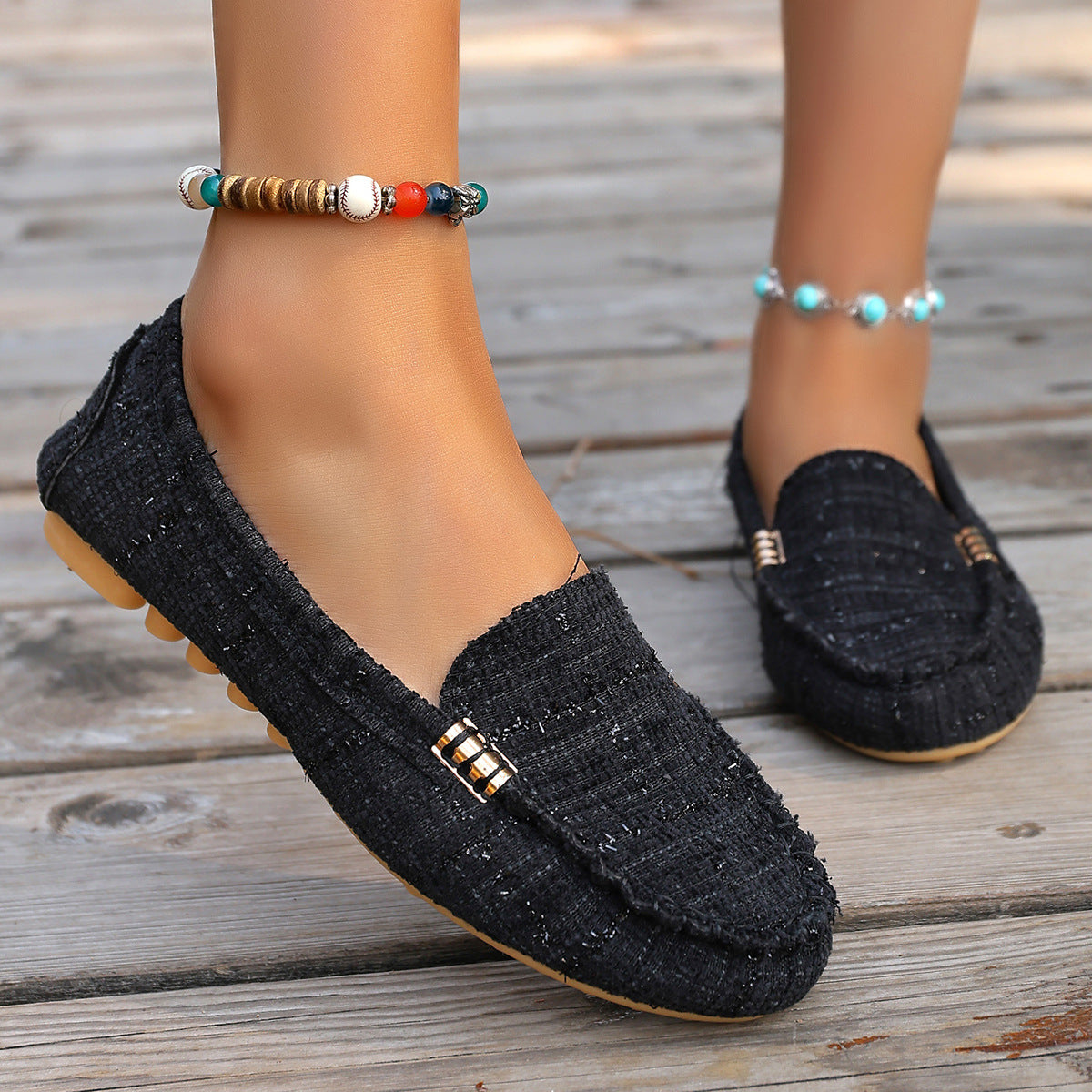Patchwork-Loafer mit Leopardenmuster für Damen