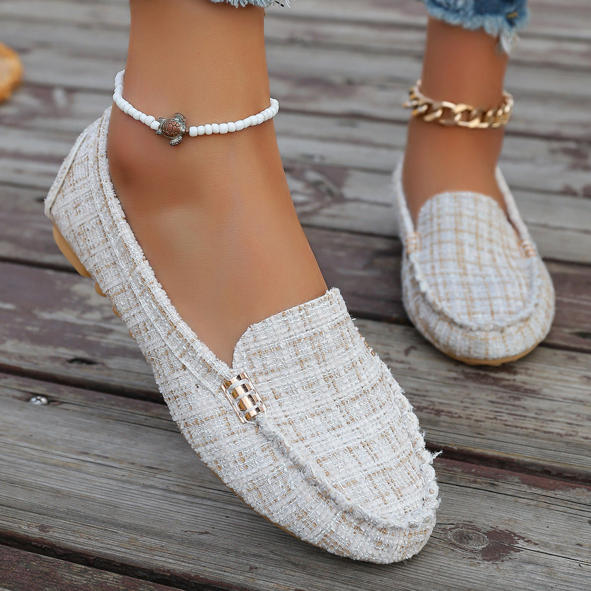 Patchwork-Loafer mit Leopardenmuster für Damen