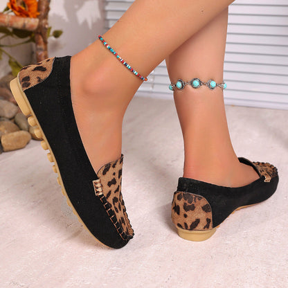Patchwork-Loafer mit Leopardenmuster für Damen