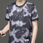 Herren Casual Bamboo Ink Style Atmungsaktives T-Shirt mit Rundhalsausschnitt