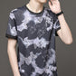 Herren Casual Bamboo Ink Style Atmungsaktives T-Shirt mit Rundhalsausschnitt