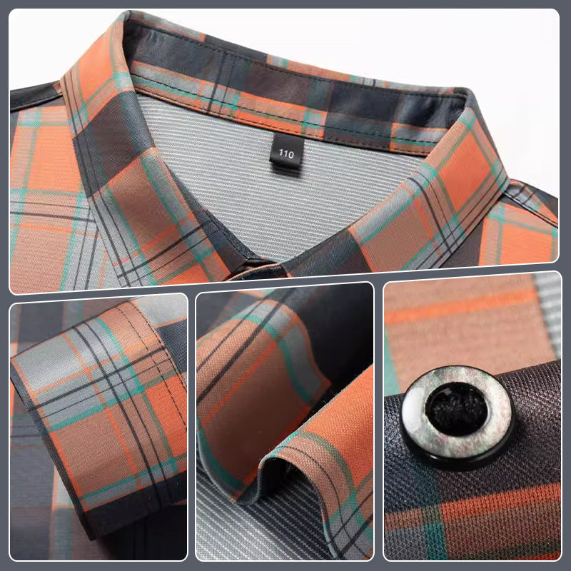 Herren Business Casual langärmeliges kariertes Oberteil