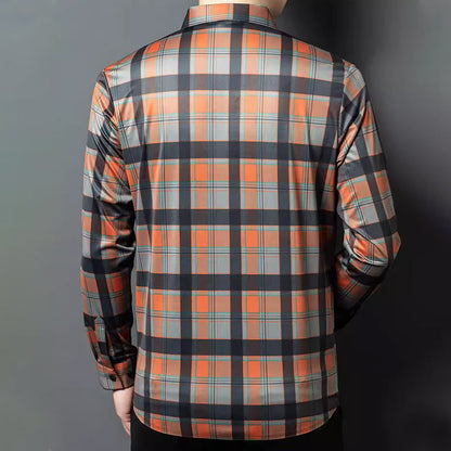 Herren Business Casual langärmeliges kariertes Oberteil