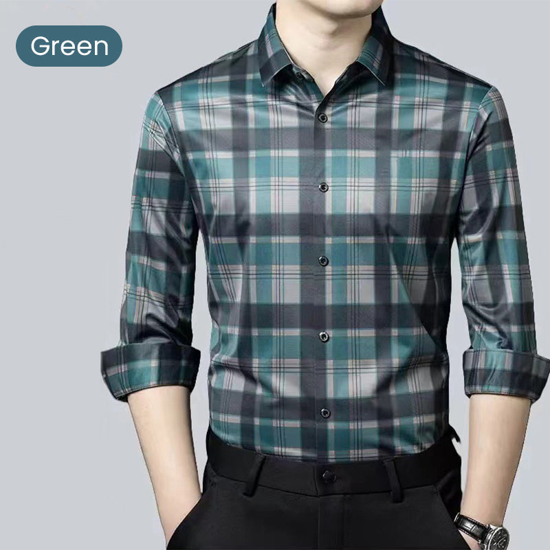Herren Business Casual langärmeliges kariertes Oberteil