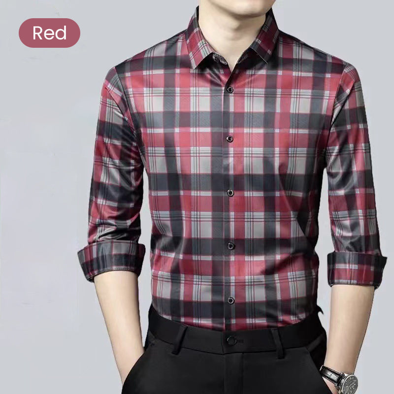 Herren Business Casual langärmeliges kariertes Oberteil