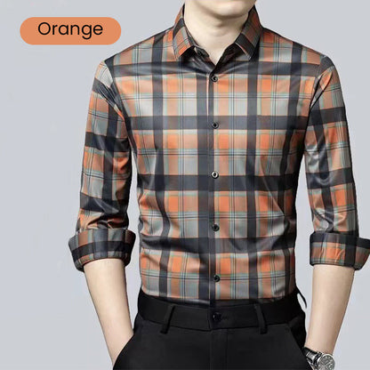 Herren Business Casual langärmeliges kariertes Oberteil
