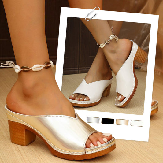 👠Sommerschlussverkauf 50% Rabatt✨Slip-on-Plateau-Sandalen mit klobigem Absatz