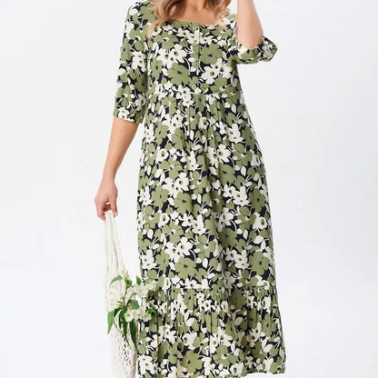 ⏳Begrenzte Zeit 50% Rabatt💥Damen Casual Floral Slim Half Sleeve Kleider
