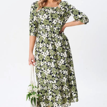 ⏳Begrenzte Zeit 50% Rabatt💥Damen Casual Floral Slim Half Sleeve Kleider