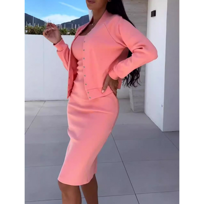 ⏳Begrenzte Zeit 50% Rabatt💥Set aus figurbetontem Kleid und Jacke mit Spaghettiträgern