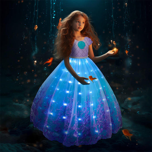 Mermaid-Themed Light-Up Party Dress Set for Kids
