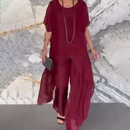 💥2025 HEISSER VERKAUF💥Damen-Set aus asymmetrischem Oberteil und lockerer Hose