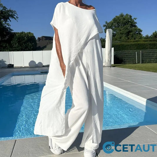 🔥2025 heißer Verkauf💕Set aus schulterfreiem Oberteil und Hose in einfarbiger Farbe