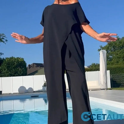 🔥2025 heißer Verkauf💕Set aus schulterfreiem Oberteil und Hose in einfarbiger Farbe