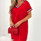 🔥👗2025 Neuer Produktrabatt💃Midikleid mit V-Ausschnitt und Farbblock-Design🌟