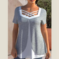 ⏳Begrenzte Zeit 50% Rabatt🔥Stylisches Kurzarm-Top mit V-Ausschnitt und Cross-Cut