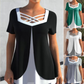 ⏳Begrenzte Zeit 50% Rabatt🔥Stylisches Kurzarm-Top mit V-Ausschnitt und Cross-Cut