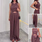 ⏳Begrenzte Zeit 50% Rabatt💖Damen-Set aus Wickelshirt und Hose mit weitem Bein