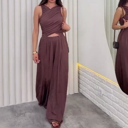 ⏳Begrenzte Zeit 50% Rabatt💖Damen-Set aus Wickelshirt und Hose mit weitem Bein