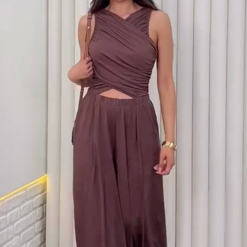 ⏳Begrenzte Zeit 50% Rabatt💖Damen-Set aus Wickelshirt und Hose mit weitem Bein