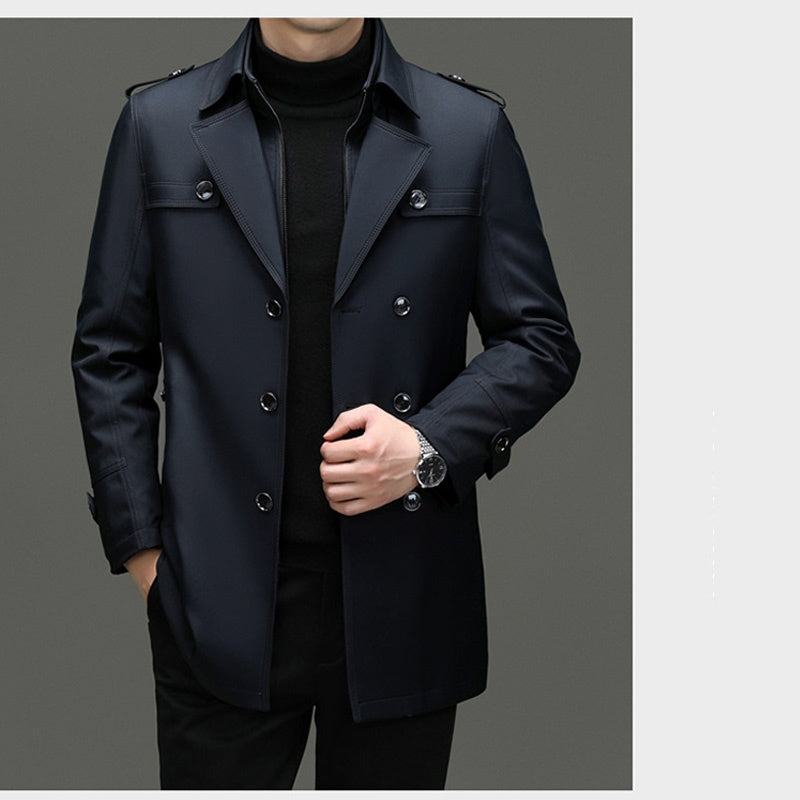 🔈🔈50% Rabatt!🔥Mittellanger Trenchcoat für Herren mit herausnehmbarem Innenfutter🚀Versandkostenfrei