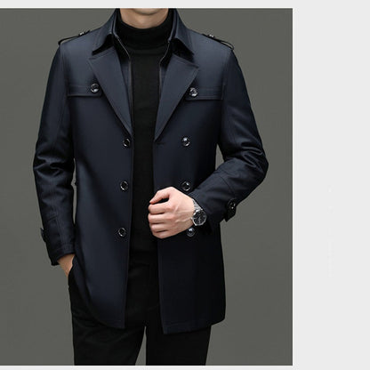 🔈🔈50% Rabatt!🔥Mittellanger Trenchcoat für Herren mit herausnehmbarem Innenfutter🚀Versandkostenfrei