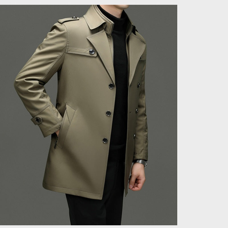 🔈🔈50% Rabatt!🔥Mittellanger Trenchcoat für Herren mit herausnehmbarem Innenfutter🚀Versandkostenfrei