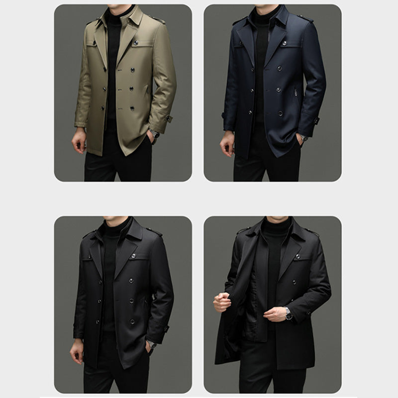 🔈🔈50% Rabatt!🔥Mittellanger Trenchcoat für Herren mit herausnehmbarem Innenfutter🚀Versandkostenfrei