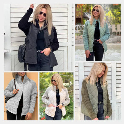 ⏳Begrenzte Zeit 50% Rabatt💥Gestrickte Patchwork-Pufferjacke für Damen