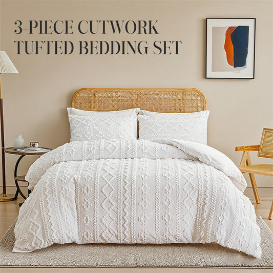 ✨3-teiliges Bettwäscheset mit Cutwork-Tufting