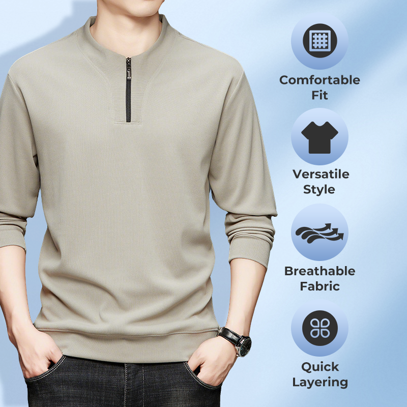 👔Herren-Pullover mit halbem Reißverschluss und Rundhalsausschnitt✨