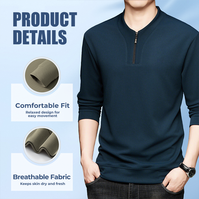 👔Herren-Pullover mit halbem Reißverschluss und Rundhalsausschnitt✨