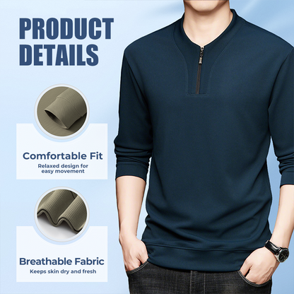 👔Herren-Pullover mit halbem Reißverschluss und Rundhalsausschnitt✨