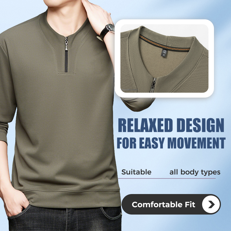 👔Herren-Pullover mit halbem Reißverschluss und Rundhalsausschnitt✨