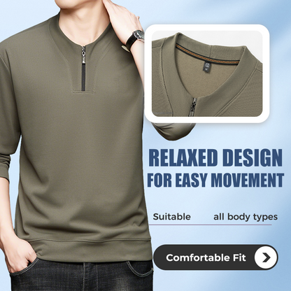 👔Herren-Pullover mit halbem Reißverschluss und Rundhalsausschnitt✨