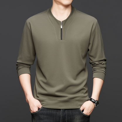 👔Herren-Pullover mit halbem Reißverschluss und Rundhalsausschnitt✨