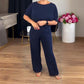 Elegantes 3-teiliges Set: Langer Cardigan, Oberteil und Hose
