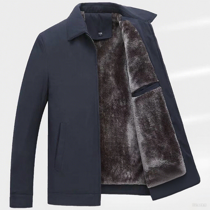 ❄️Einfarbige, warme Herrenjacke mit Reißverschluss –💪Knitterfrei, wind-, regen- und schneefest!