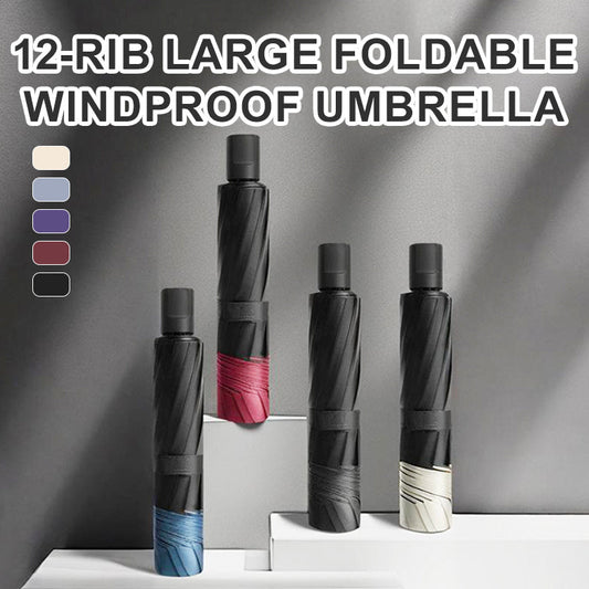 ☂️12-Rib Large Foldable Windproof Umbrella⛱️