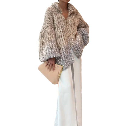 🎅Frühjahrsverkauf - 50% Rabatt🎄Gestrickte Pulloverjacke mit einfarbigen Pailletten