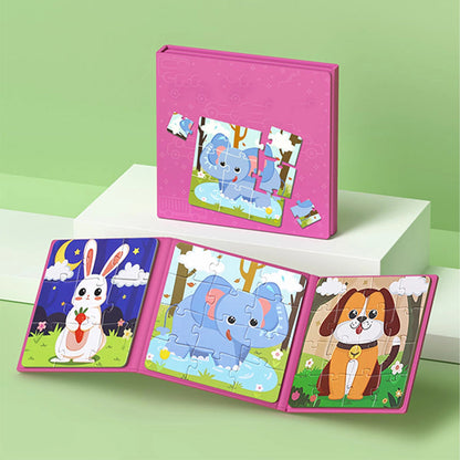 🎁Heißer Verkauf 50 % Rabatt⏳Magnetisches Puzzle-Buch für Kinder（Zoo + Gängige Tiere + Fahrzeuge ）