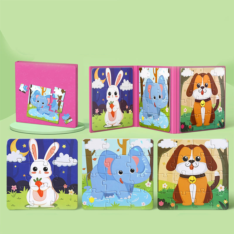 🎁Heißer Verkauf 50 % Rabatt⏳Magnetisches Puzzle-Buch für Kinder（Zoo + Gängige Tiere + Fahrzeuge ）